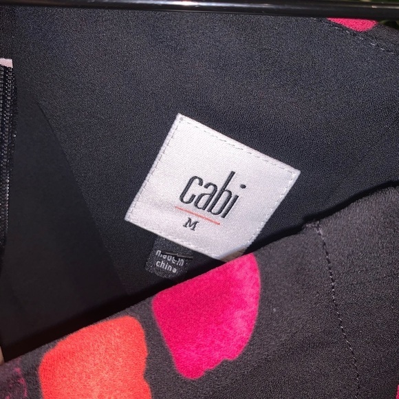 CAbi Black Pink Petal Ruched Faux Wrap Zip Up Knee Length Skirt NEW Size M #5513 - Picture 4 of 9